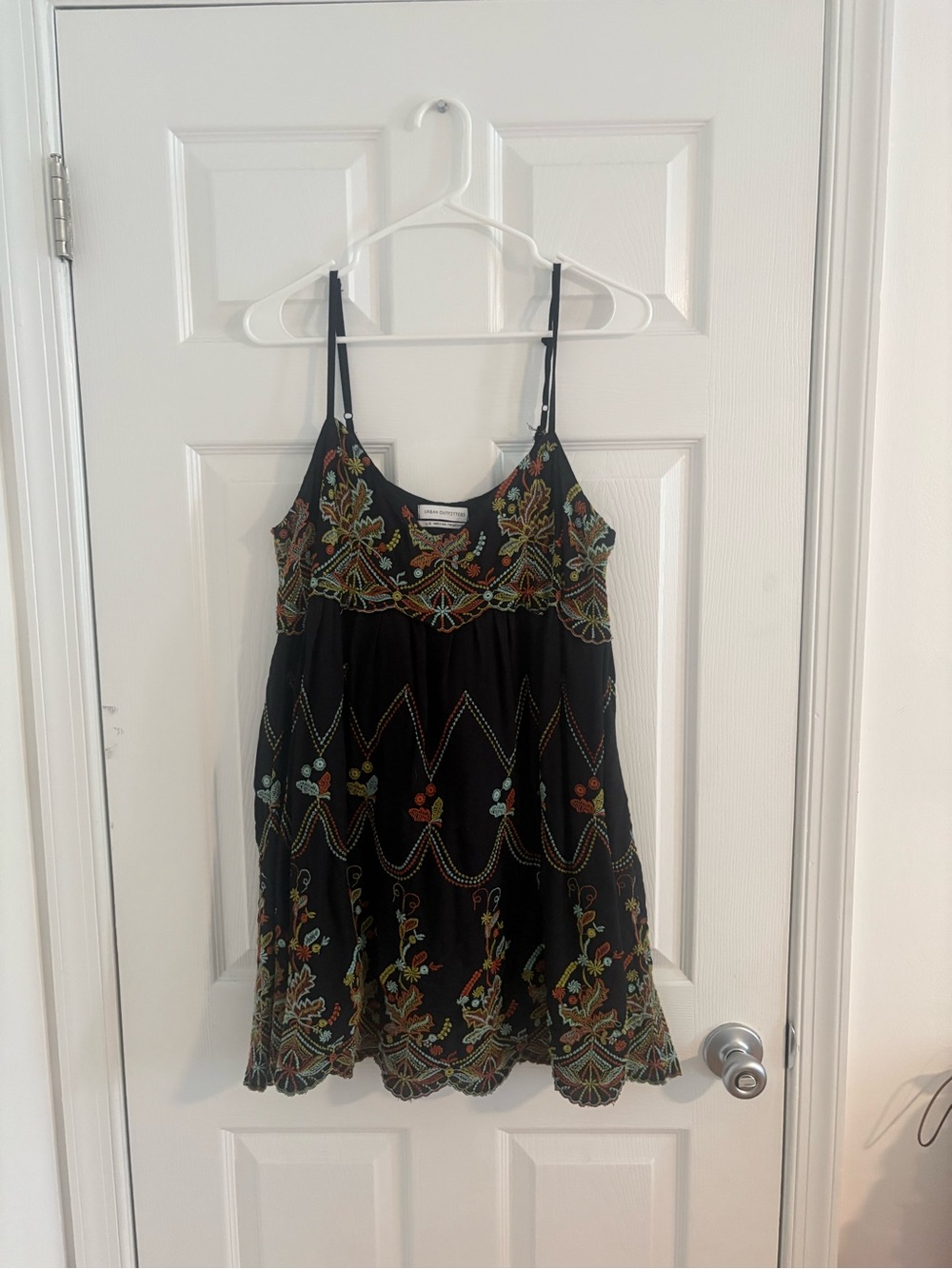 Urban Outfitters Black Embroidered Mini Dress